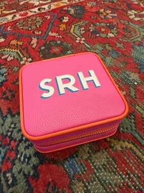 Mark & Graham Pink Jewelry Case with Orange Trim - Monogrammed SRH